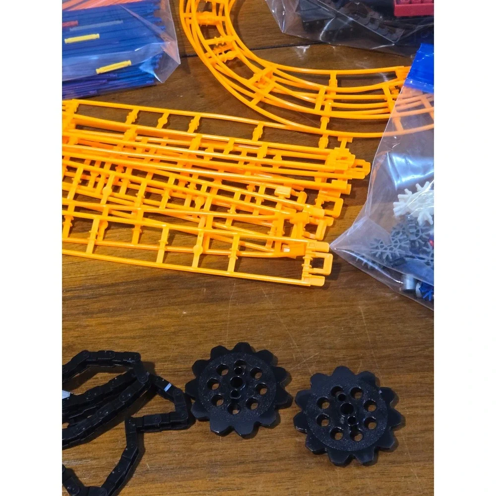 KNEX Roller Coaster Building Set Lot Motorized Car Orange‎ Track Rods Connectors